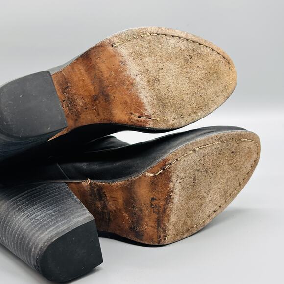 Rag & Bone Boots Womens 8.5 Black Leather Newbury Ankle Booties Block Heel Zip - Picture 9 of 12